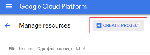En el sitio web de Google Cloud Platform Console, haga clic en CREAR PROYECTO
