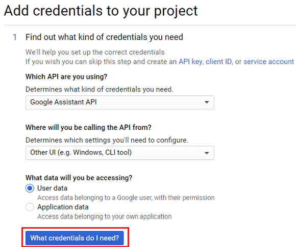 Haga clic en ¿Qué credenciales necesito?