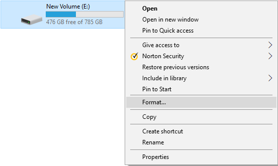 Haga clic con el botón derecho en cualquier unidad que desee formatear y seleccione Formatear |  Cómo formatear un disco o unidad en Windows 10