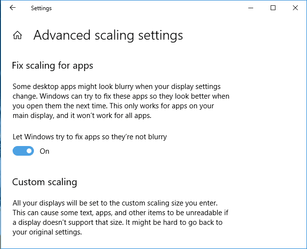 Cómo corregir el escalado de aplicaciones borrosas en Windows 10
