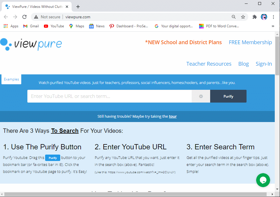 Abra su navegador y diríjase al sitio web de ViewPure. 