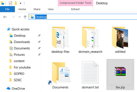 Intente mover el archivo zip al escritorio, documentos, etc.