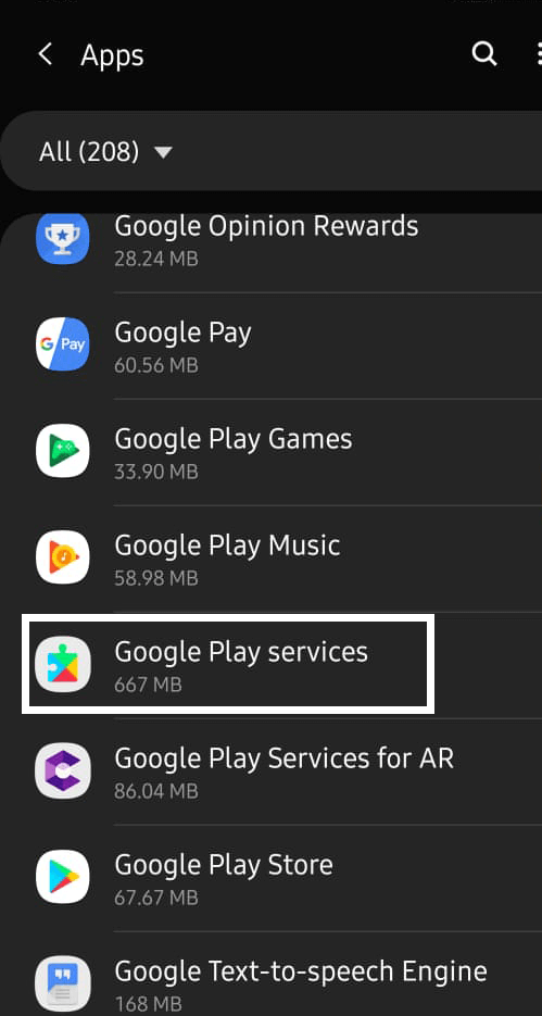 Localice Google Play Services y ábralo