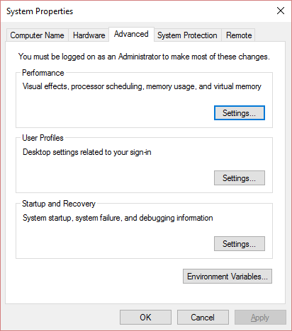 configuración avanzada del sistema |  Arreglar vistas previas en miniatura que no se muestran en Windows 10