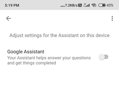 Desactivar el botón Asistente de Google