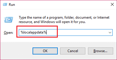 para abrir el tipo de datos de la aplicación local %localappdata%