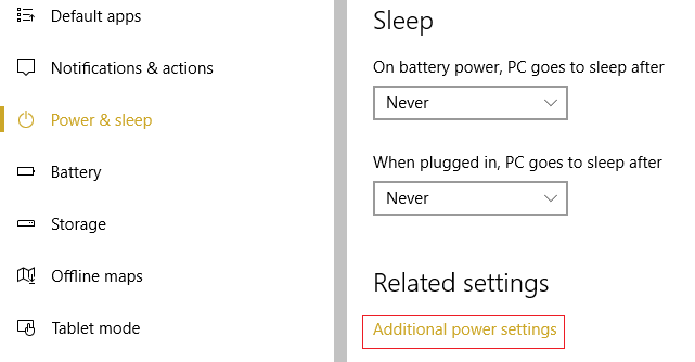 en Encendido y suspensión, haga clic en Configuración de energía adicional