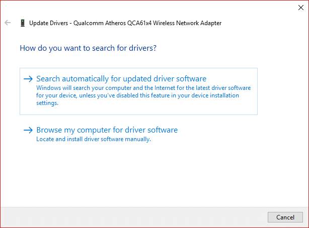 Elija Buscar automáticamente el software del controlador actualizado. Elija Buscar automáticamente el software del controlador actualizado.