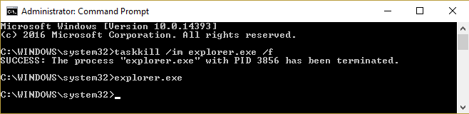 taskkill im explorer.exe f comando para matar explorer.exe