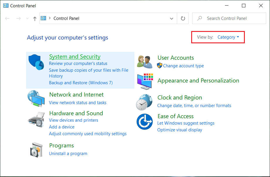 Haga clic en Sistema y seguridad y seleccione Ver |  Cómo crear una copia de seguridad de la imagen del sistema en Windows 10