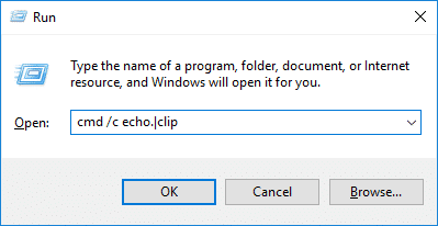 Borrar manualmente los datos del portapapeles en Windows 10 cmd /c echo.|clip |  Cómo crear un acceso directo para borrar el portapapeles en Windows 10