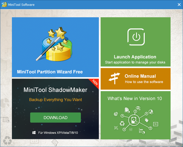 Haz doble clic en la aplicación MiniTool Partition Wizard y luego haz clic en Iniciar aplicación