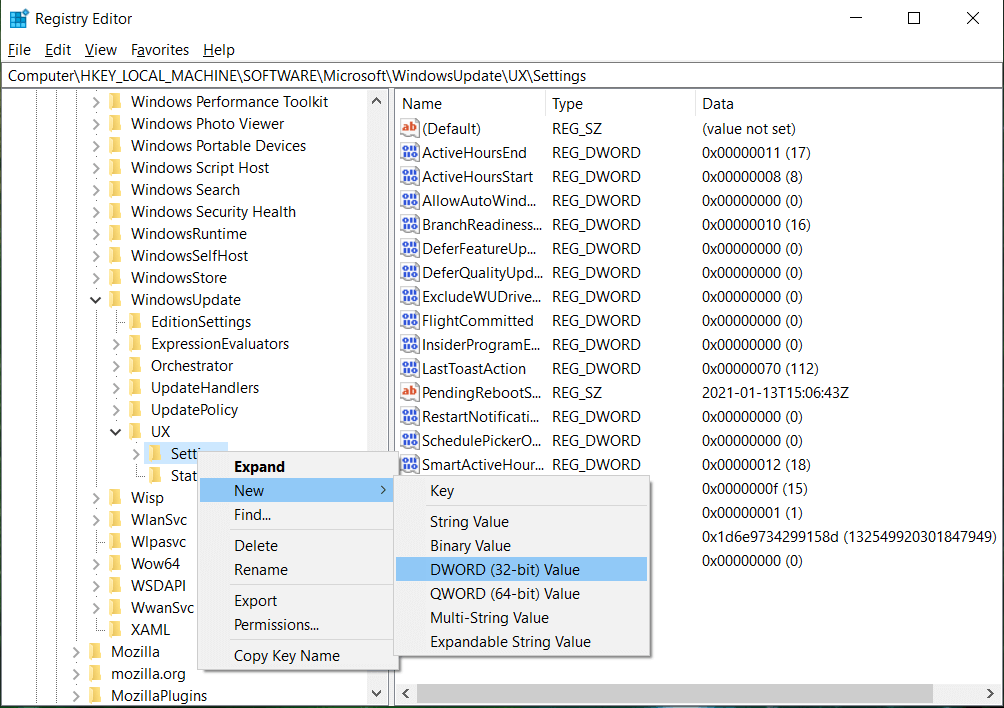 Seleccionar nuevo valor DWORD (32 bits)