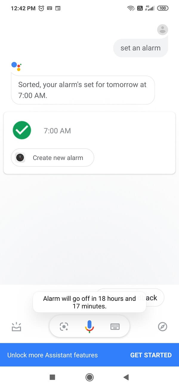 Configure la alarma en un Android usando el Asistente de voz de Google