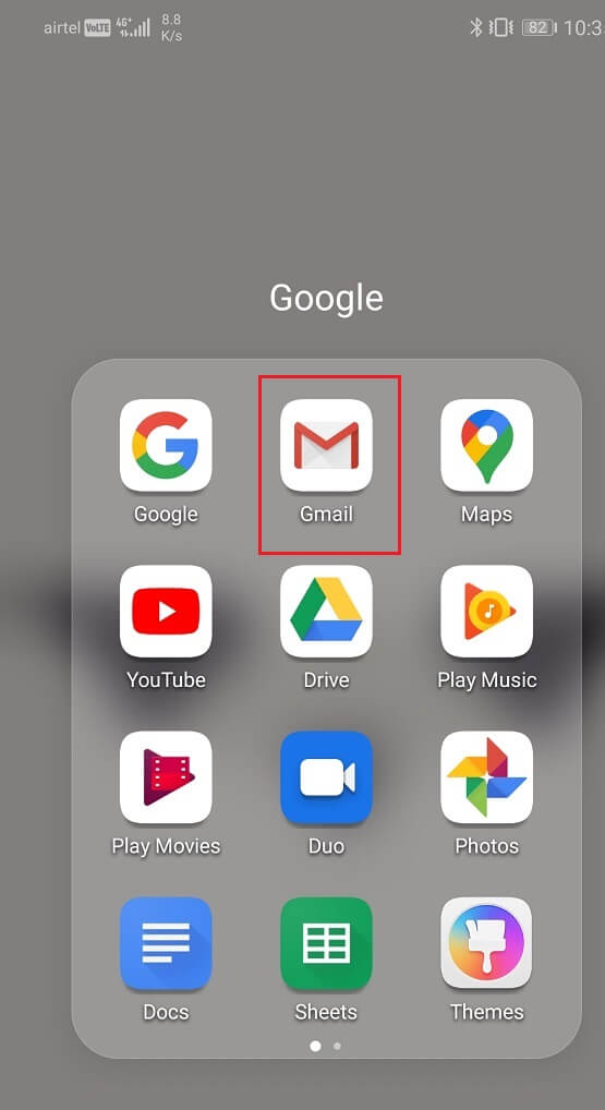 Abra la aplicación Gmail en su teléfono inteligente
