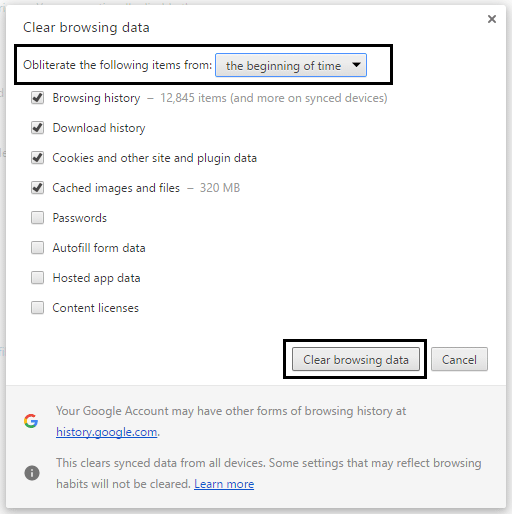 borrar datos de navegación en google chrome