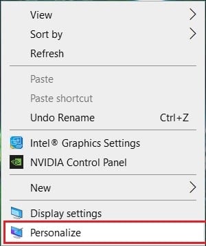 Haga clic derecho en Escritorio y seleccione Personalizar |  Cómo cambiar el fondo de escritorio en Windows 10