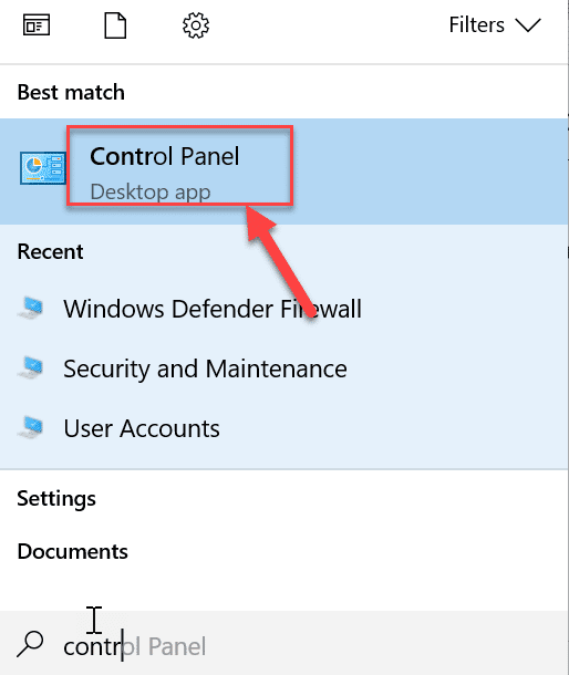 Busque el Panel de control usando la Búsqueda de Windows |  ¿Qué es el Centro de sincronización y cómo usarlo en Windows?