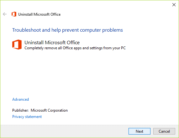 Desinstale completamente Microsoft Office usando Fix It