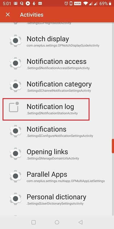 Toque la opción Registro de notificaciones |  Cómo recuperar notificaciones eliminadas en Android