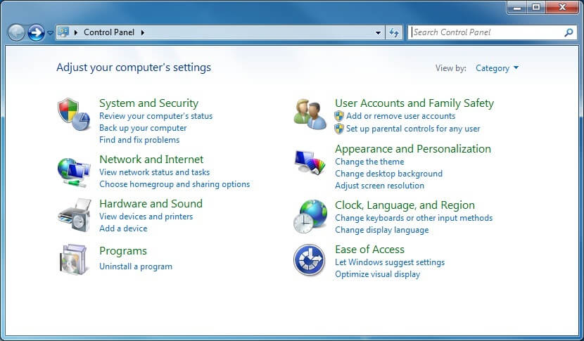 Panel de control de Windows 7 |  Cómo abrir el panel de control en Windows 7