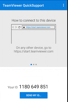 Inicie la aplicación TeamViewer QuickSupport y anote su ID