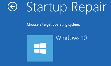 Haga clic en Reparación de inicio, elija su sistema operativo de destino