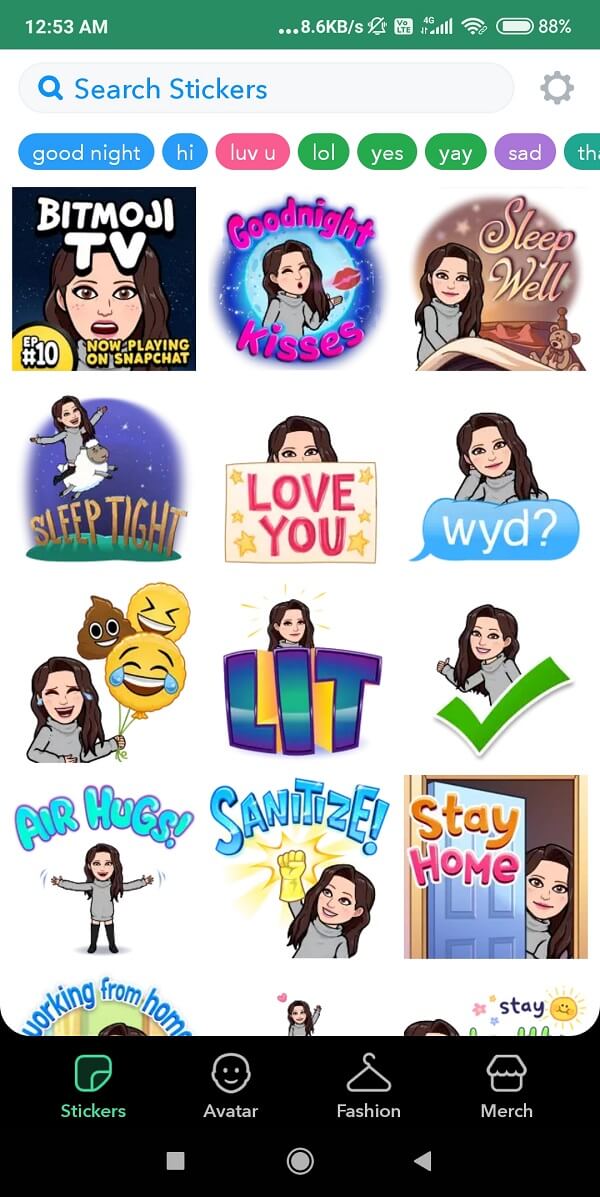 Stickers para enviar por Instagram, Snapchat o WhatsApp