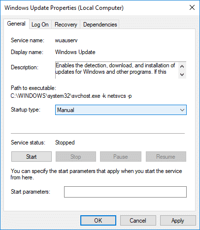 Configurar Windows Update a Manual