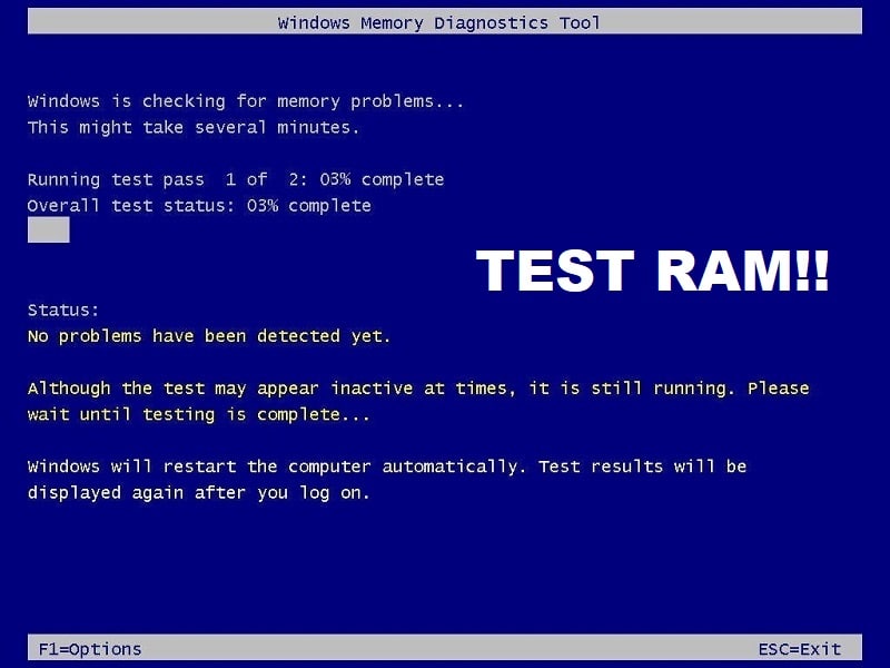 Pruebe la memoria RAM de su computadora en busca de mala memoria |  Solucionar error de aplicación 0xc0000005