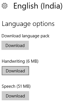 En Descargar paquete de idioma, Escritura a mano y Voz, haga clic en Descargar uno por uno