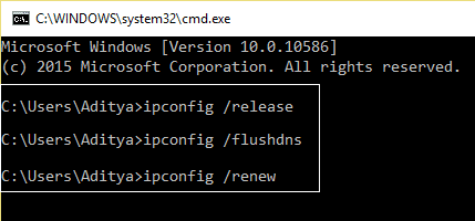 configuración de ipconfig |  Reparar Windows no puede comunicarse con el dispositivo o recurso