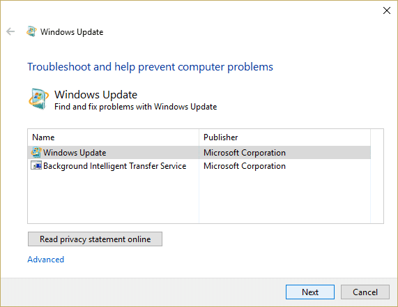 Descargue el Solucionador de problemas de Microsoft para reparar Windows Update que actualmente no puede verificar si hay errores de actualizaciones