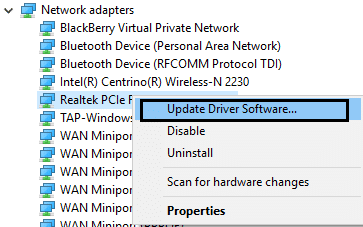 actualizar el software del controlador del controlador de la familia Realtek PCIe GBE