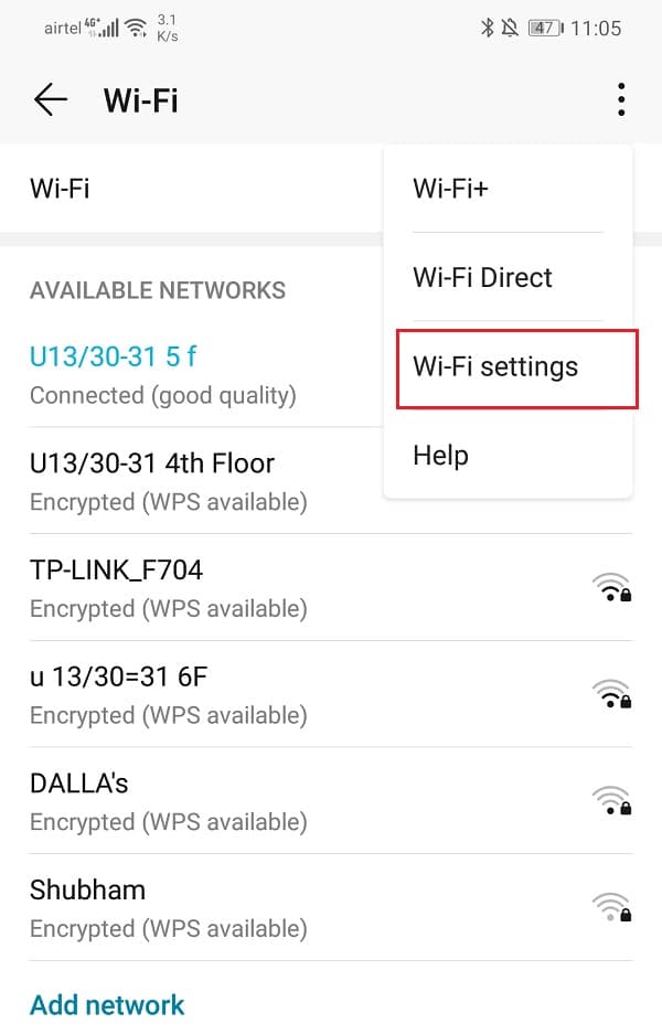 Seleccione la opción de configuración de Wi-Fi