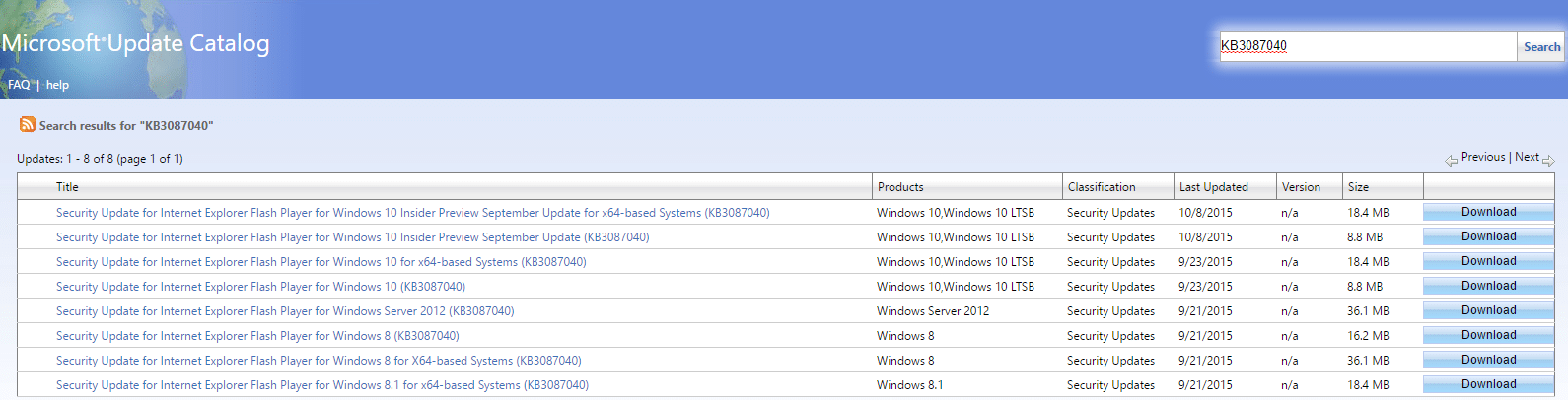 catálogo de actualizaciones de microsoft