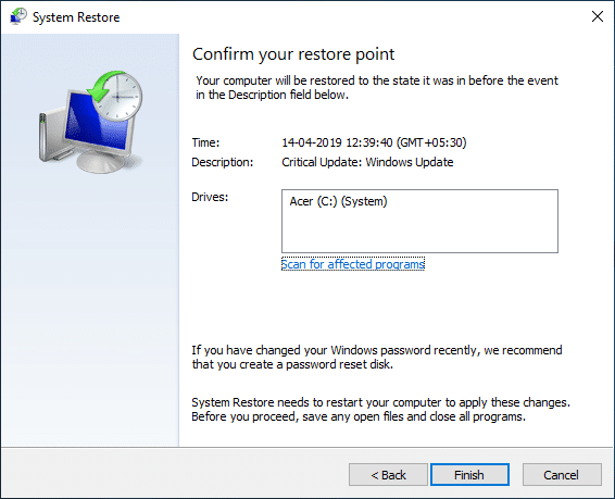 Revise todas las configuraciones que configuró y haga clic en Finalizar |  Arreglar DLL no encontrado o error faltante