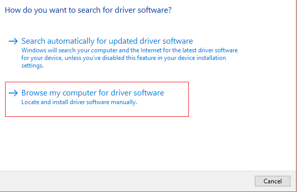 busque en mi computadora el software del controlador |  La configuración de brillo de Windows 10 no funciona [SOLVED]
