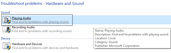 haga clic en reproducir audio en solucionar problemas