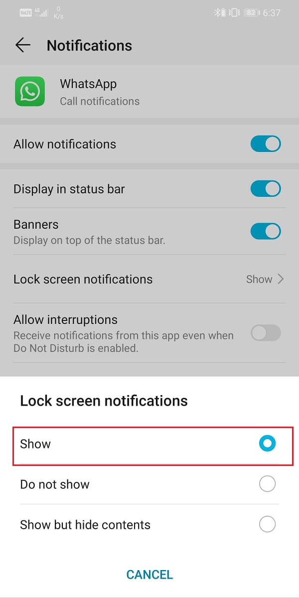 Configurar las notificaciones de la pantalla de bloqueo para que se muestren