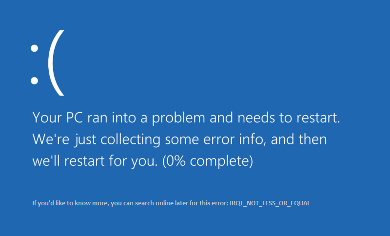 Solucione el error IRQL_NOT_LESS_OR_EQUAL en Windows 10
