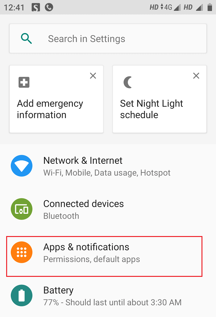 En Configuración, toque Aplicaciones y notificaciones