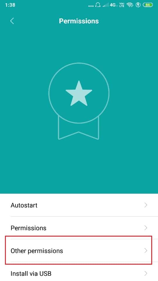 En Permisos, toque 'Otros permisos'