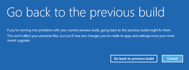 Windows 10 Volver a la compilación anterior