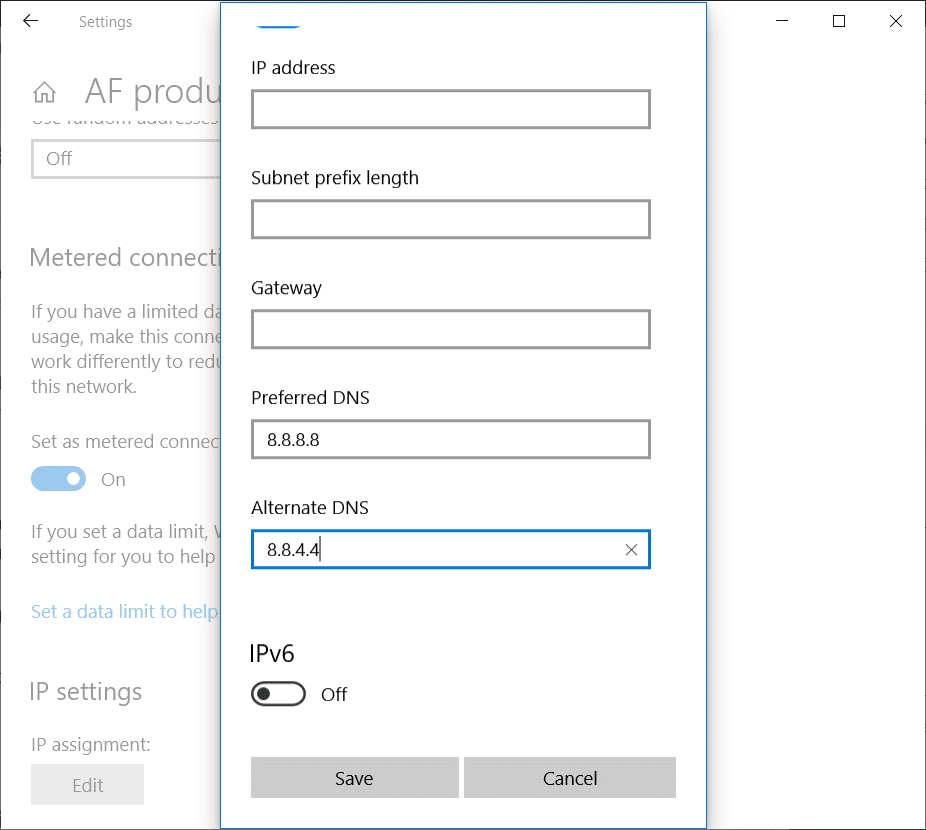 Cambiar a OpenDNS o Google DNS |  Arreglar No se puede conectar al servidor proxy en Windows 10