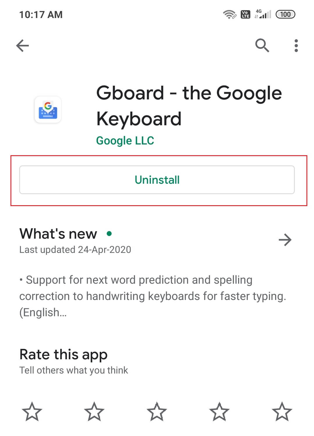 Desinstalar Gboard e instalar de nuevo