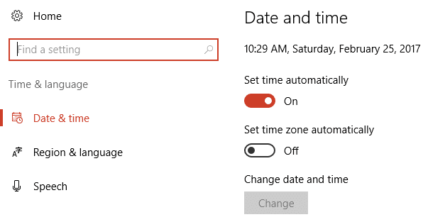 configurar la hora automáticamente en la configuración de fecha y hora