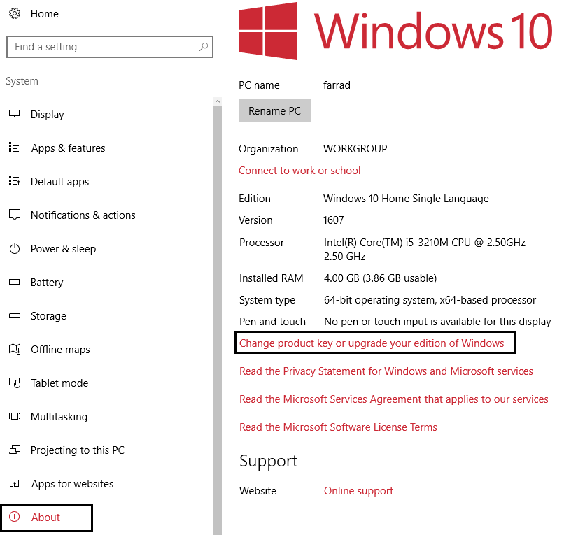 cambie la clave del producto o actualice su edición de Windows
