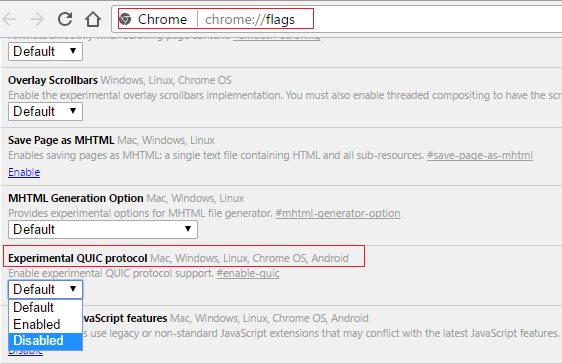 Deshabilitar el protocolo QUIC experimental | [FIXED] ERR_QUIC_PROTOCOL_ERROR en Chrome