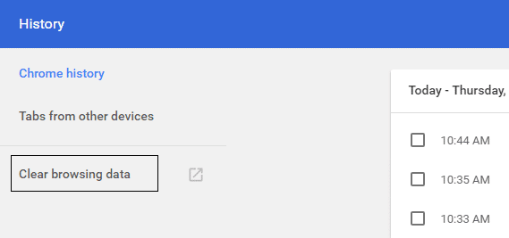 borrar datos de navegación |  Solucionar ERR_EMPTY_RESPONSE Error de Google Chrome